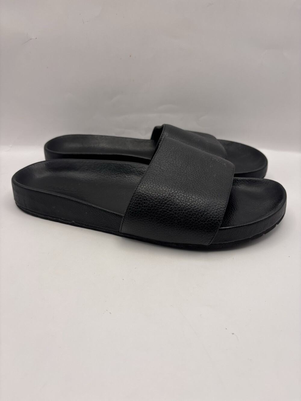 Vince Black Leather Slide Sandals Women Size 10